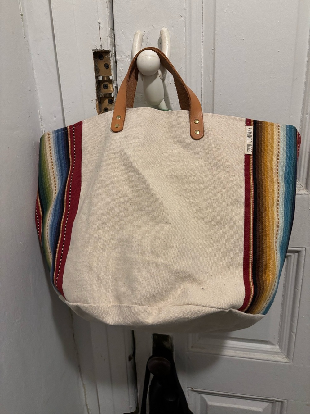 GoodCompanywares Canvas Tote Bag with Serape Stripes -like new